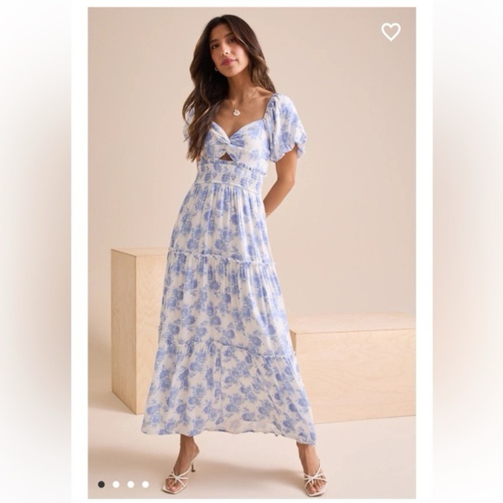 Altar'd State Blue and White Floral Maxi Dress